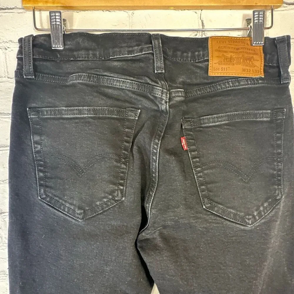Levi’s 511 Jeans Mens 32 Black Slim Fit‎ Denim Premium San Francisco Stretch